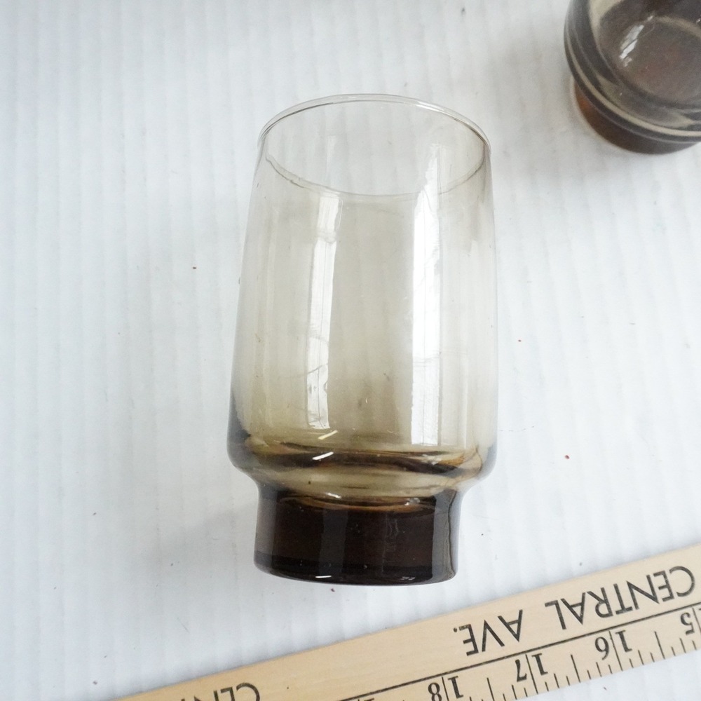 6 Pc Libbey Tawny Accent Tumbler Old Fashioned Set Vintage Smoke Brown Retro Lot - Picture 5 of 5
